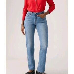 Levis 501 Curve Womens 29x30 Straight Leg Jeans Blue Med Wash 501C Stretch NWT